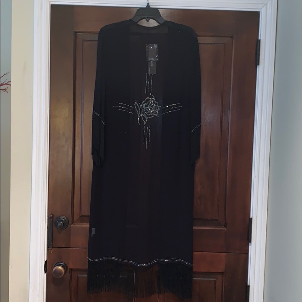 ‼️SOLD‼️Chan Luu Beaded/Fringed Black Kimono SZ S